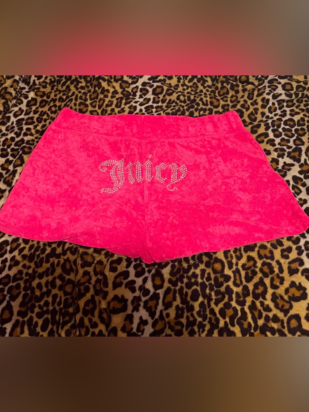 Juicy Couture Hot Pink Velour Shorts with Rhinestone Logo